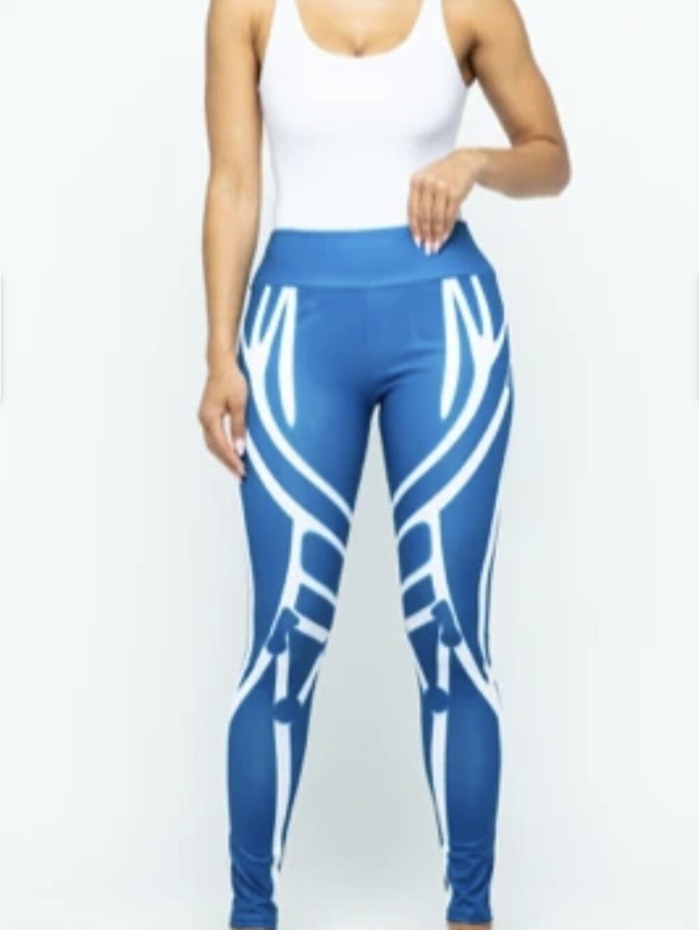 FABRIC & FABRIC Blue Abstract Leggings - Picture 5 of 9